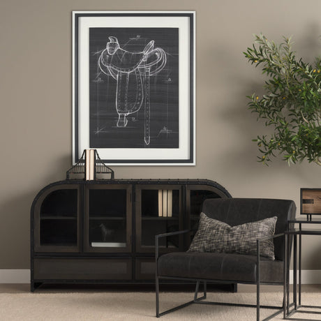Horse Seat Black I by Mercana Studio a Hand Embellished Textured Framed Art Print by Mercana at Eve Furniture