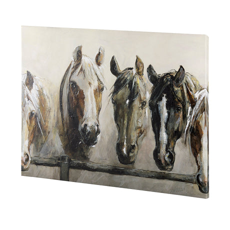 Horses by Natali a Hand Embellished Textured Canvas by Mercana at Eve Furniture