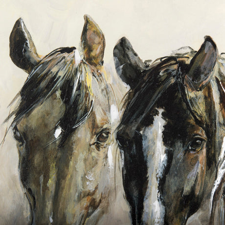 Horses by Natali a Hand Embellished Textured Canvas by Mercana at Eve Furniture