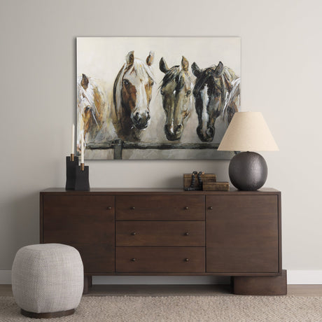 Horses by Natali a Hand Embellished Textured Canvas by Mercana at Eve Furniture