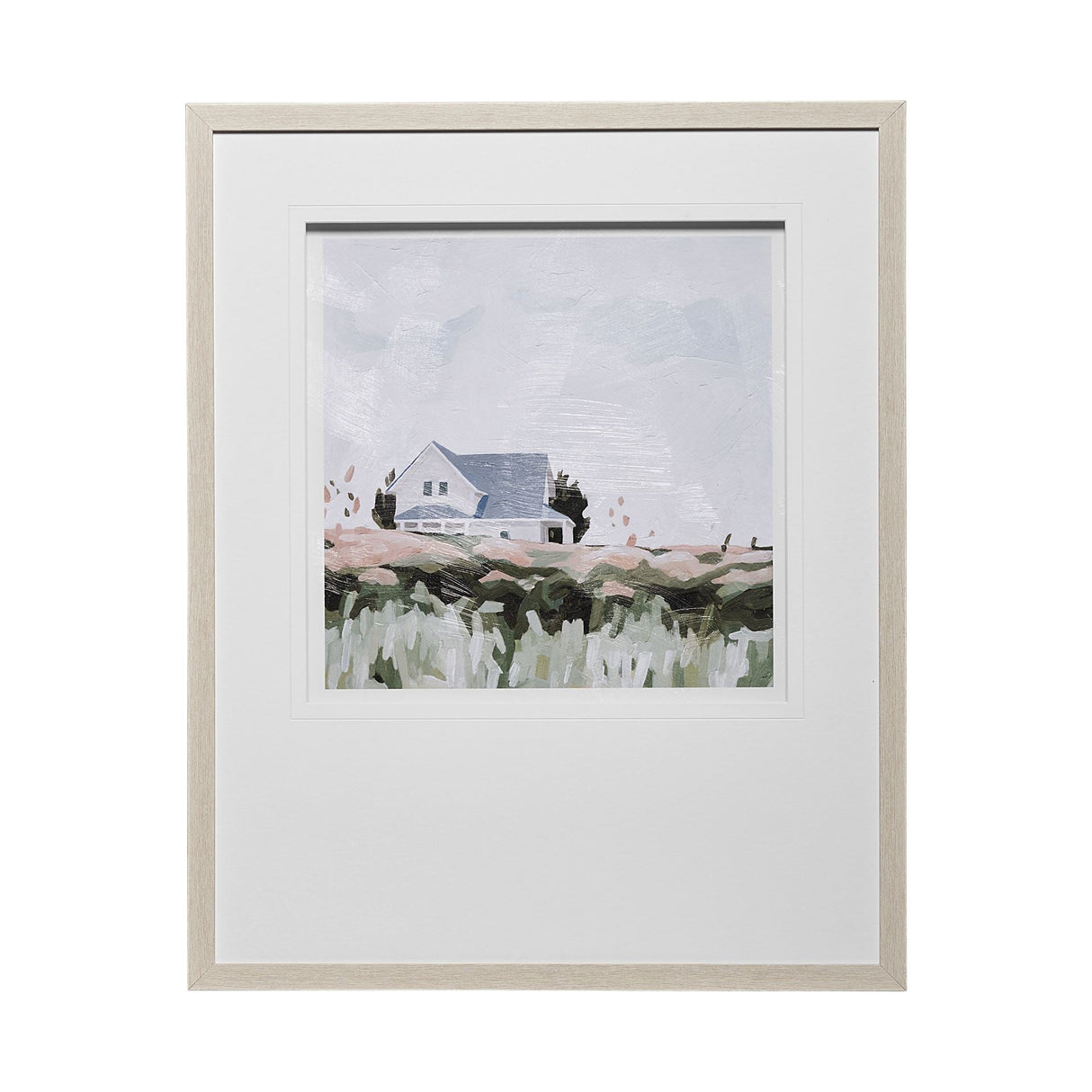 House on a Hill I by Emma Scarvey a Hand Embellished Textured Framed Art Print Matted under Glass by Mercana at Eve Furniture