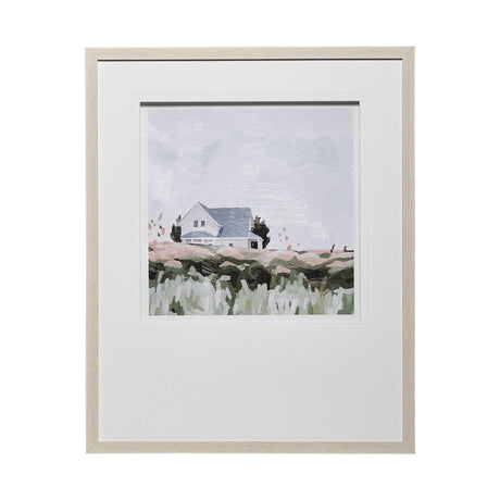 House on a Hill I by Emma Scarvey a Hand Embellished Textured Framed Art Print Matted under Glass by Mercana at Eve Furniture