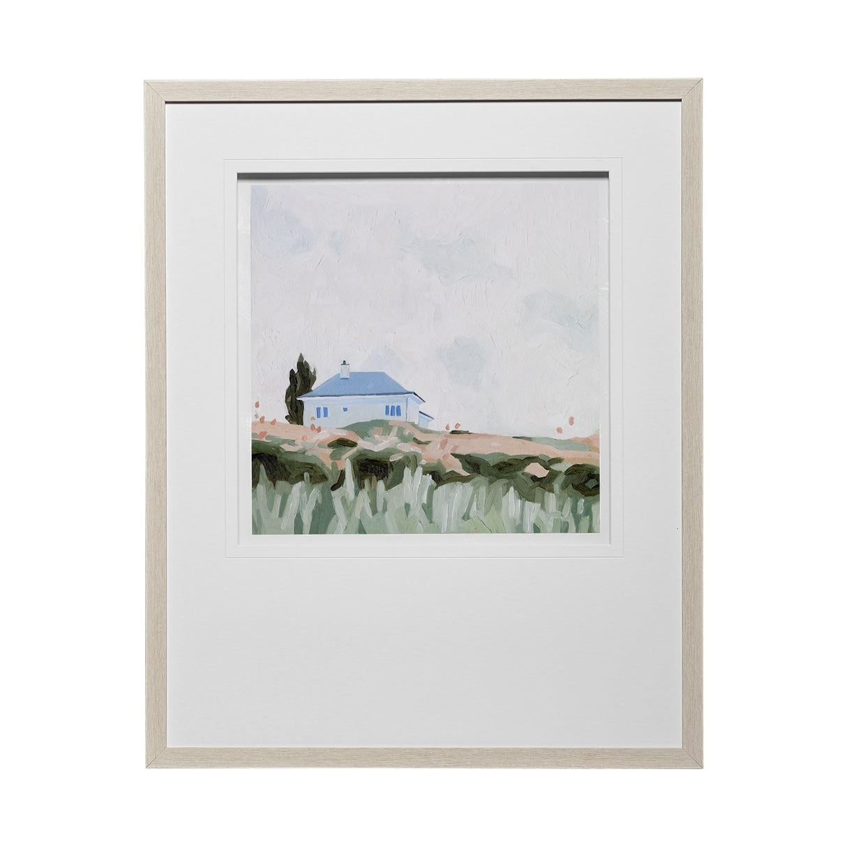House on a Hill II by Emma Scarvey a Hand Embellished Textured Framed Art Print Matted under Glass by Mercana at Eve Furniture