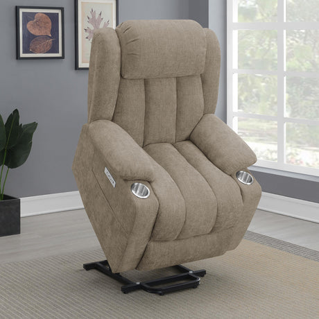 Houston Camel Upholstered Power Lift Recliner Chair by Coaster at Eve Furniture
