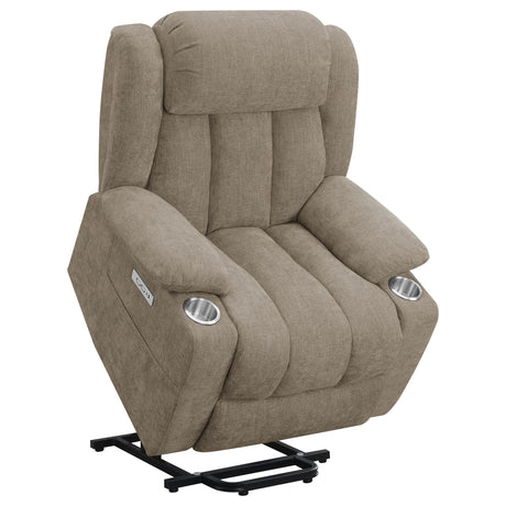 Houston Camel Upholstered Power Lift Recliner Chair by Coaster at Eve Furniture