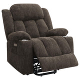 Houston Dark Brown Upholstered Power Lift Recliner Chair by Coaster at Eve Furniture