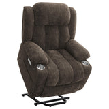 Houston Dark Brown Upholstered Power Lift Recliner Chair by Coaster at Eve Furniture