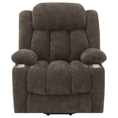 Houston Dark Brown Upholstered Power Lift Recliner Chair by Coaster at Eve Furniture