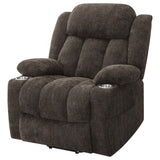 Houston Dark Brown Upholstered Power Lift Recliner Chair by Coaster at Eve Furniture