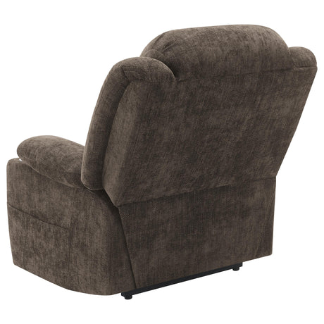 Houston Dark Brown Upholstered Power Lift Recliner Chair by Coaster at Eve Furniture
