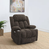 Houston Dark Brown Upholstered Power Lift Recliner Chair by Coaster at Eve Furniture