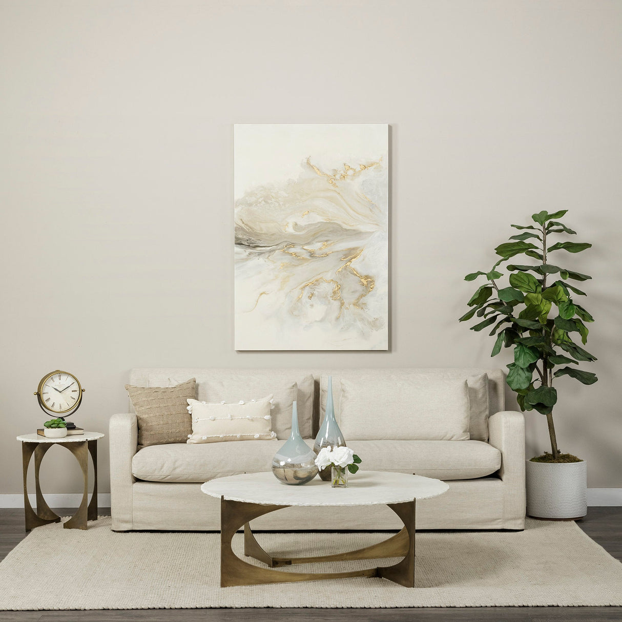 Houston Gold Metal Half Moon Base Table Clock by Mercana at Eve Furniture