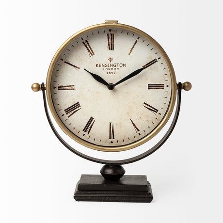Houston Gold Metal Half Moon Base Table Clock by Mercana at Eve Furniture