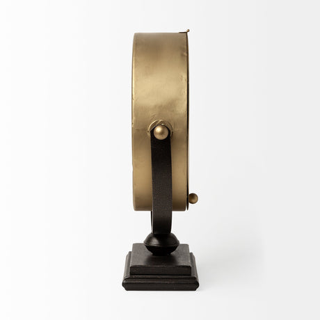 Houston Gold Metal Half Moon Base Table Clock by Mercana at Eve Furniture