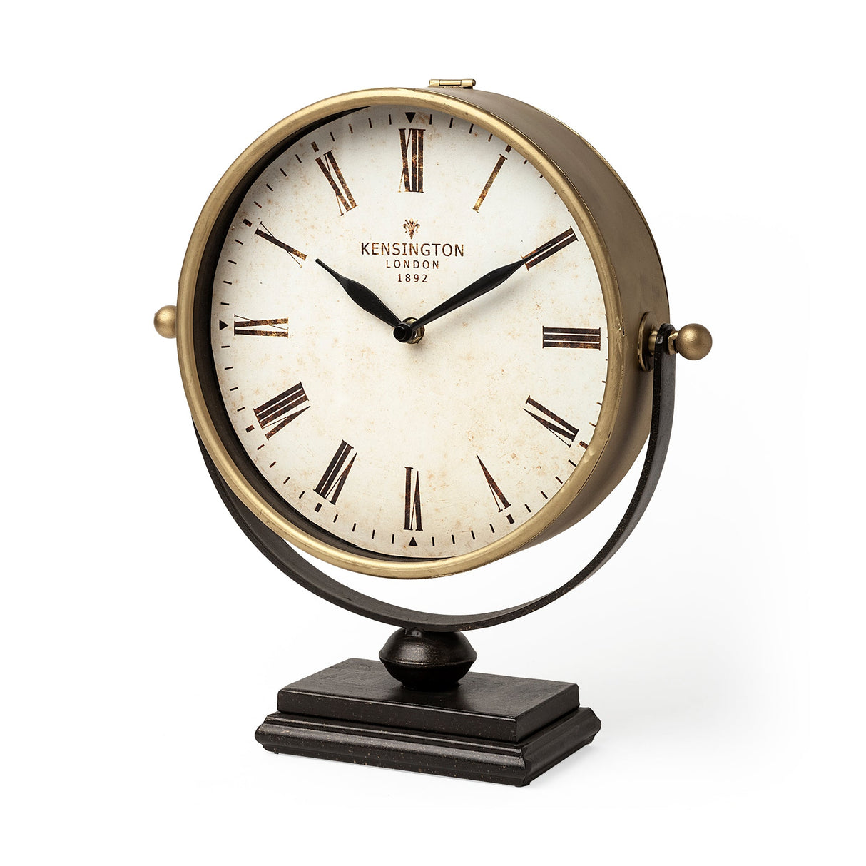 Houston Gold Metal Half Moon Base Table Clock by Mercana at Eve Furniture