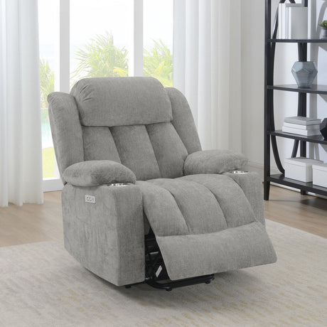 Houston Grey Upholstered Power Lift Recliner Chai by Coaster at Eve Furniture
