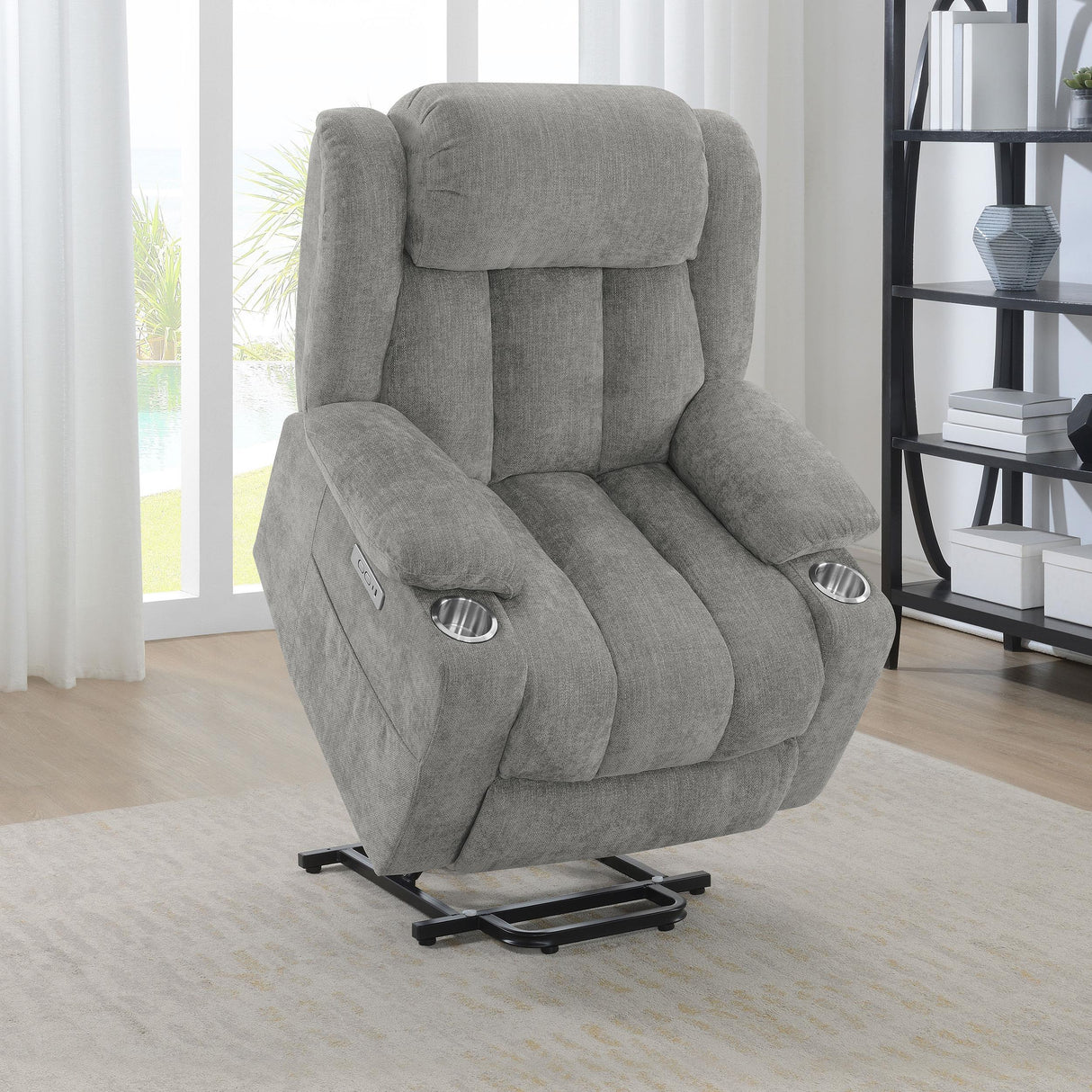 Houston Grey Upholstered Power Lift Recliner Chai by Coaster at Eve Furniture