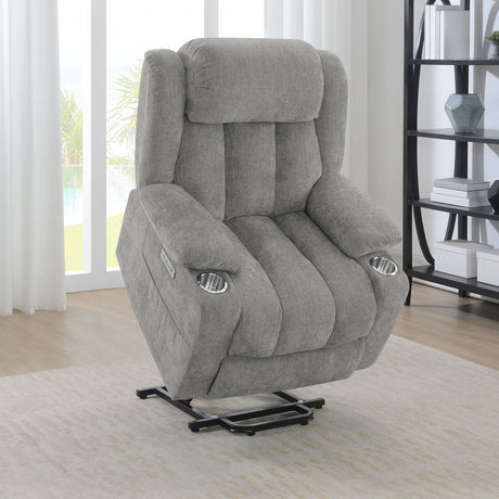 Houston Grey Upholstered Power Lift Recliner Chai by Coaster at Eve Furniture
