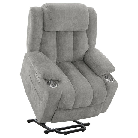 Houston Grey Upholstered Power Lift Recliner Chair by Coaster at Eve Furniture