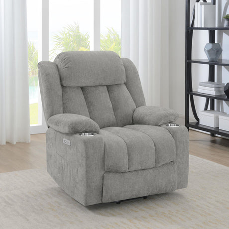 Houston Grey Upholstered Power Lift Recliner Chair by Coaster at Eve Furniture