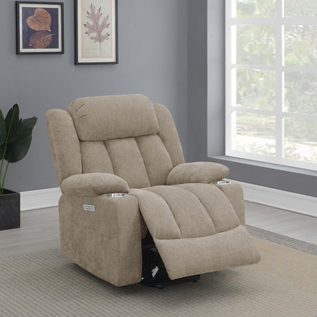 Houston Upholstered Power Lift Recliner Chair Camel