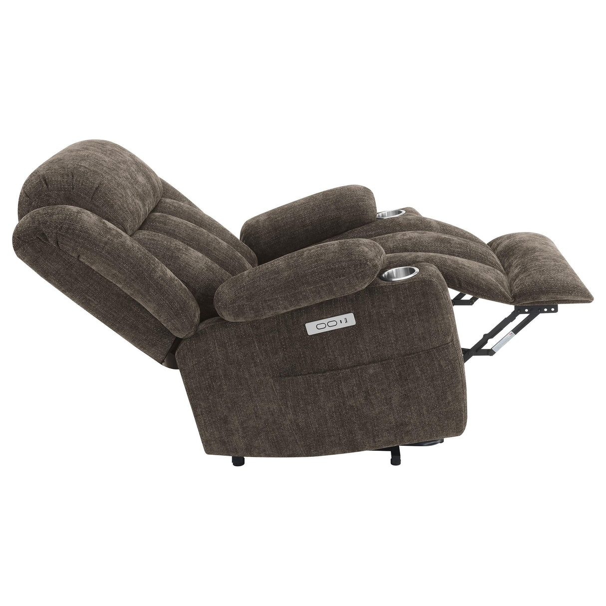 Houston Upholstered Power Lift Recliner Chair Dark Brown