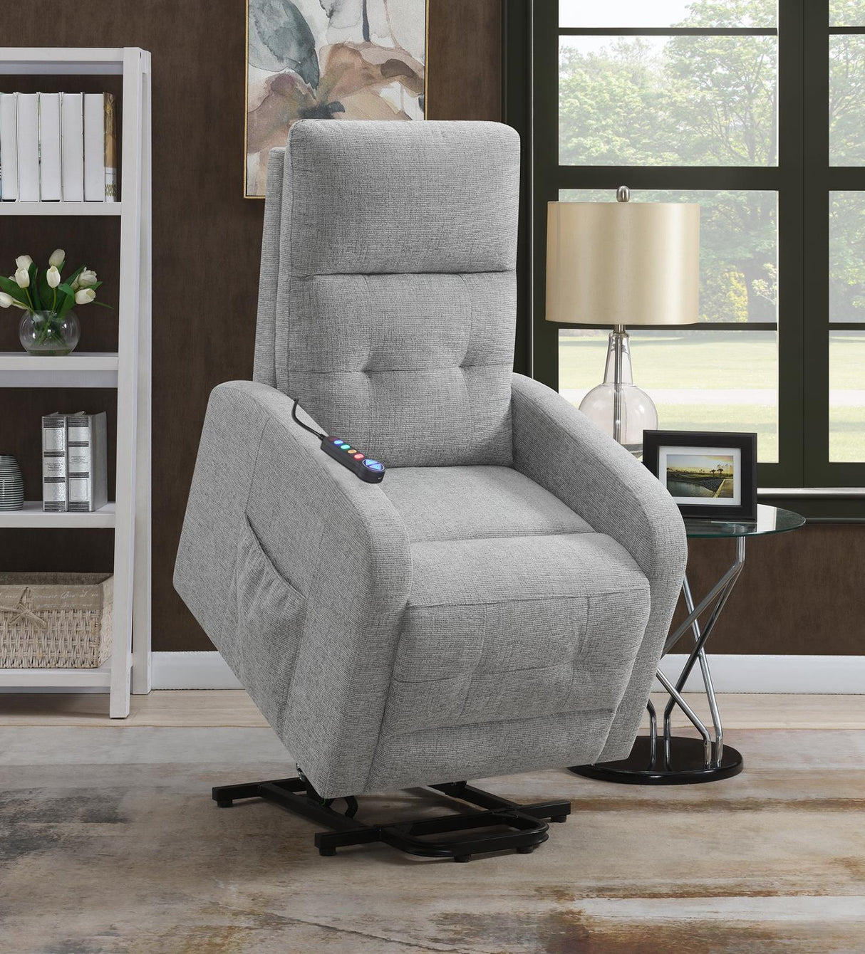 Howie Gray Tufted Upholstered Power Lift Recliner by Coaster at Eve Furniture