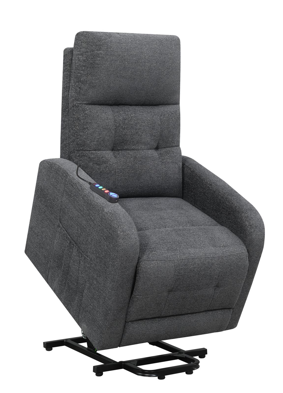 Howie Tufted Upholstered Power Lift Recliner Charcoal