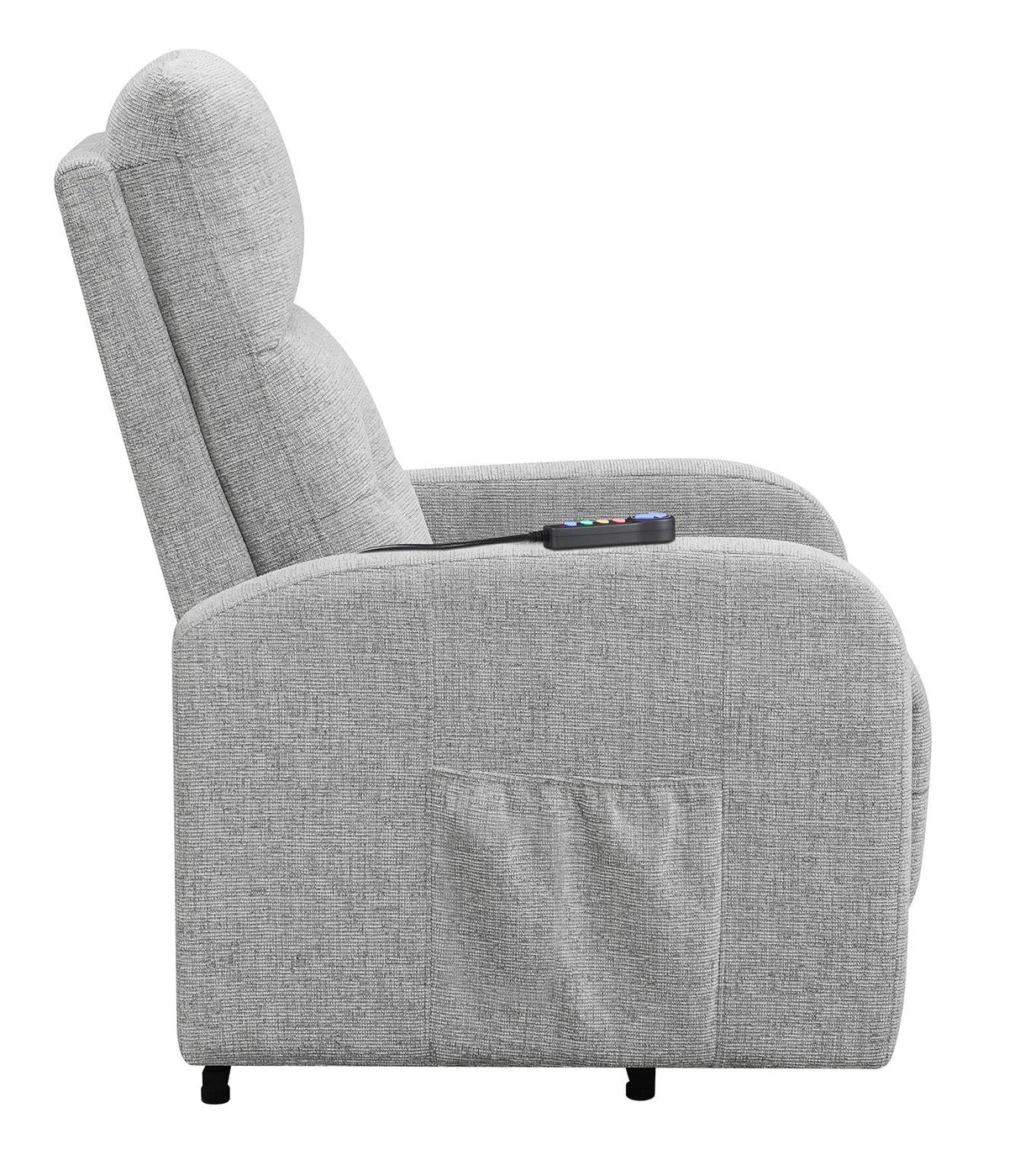 Howie Tufted Upholstered Power Lift Recliner Gray