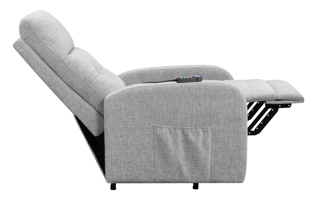 Howie Tufted Upholstered Power Lift Recliner Gray