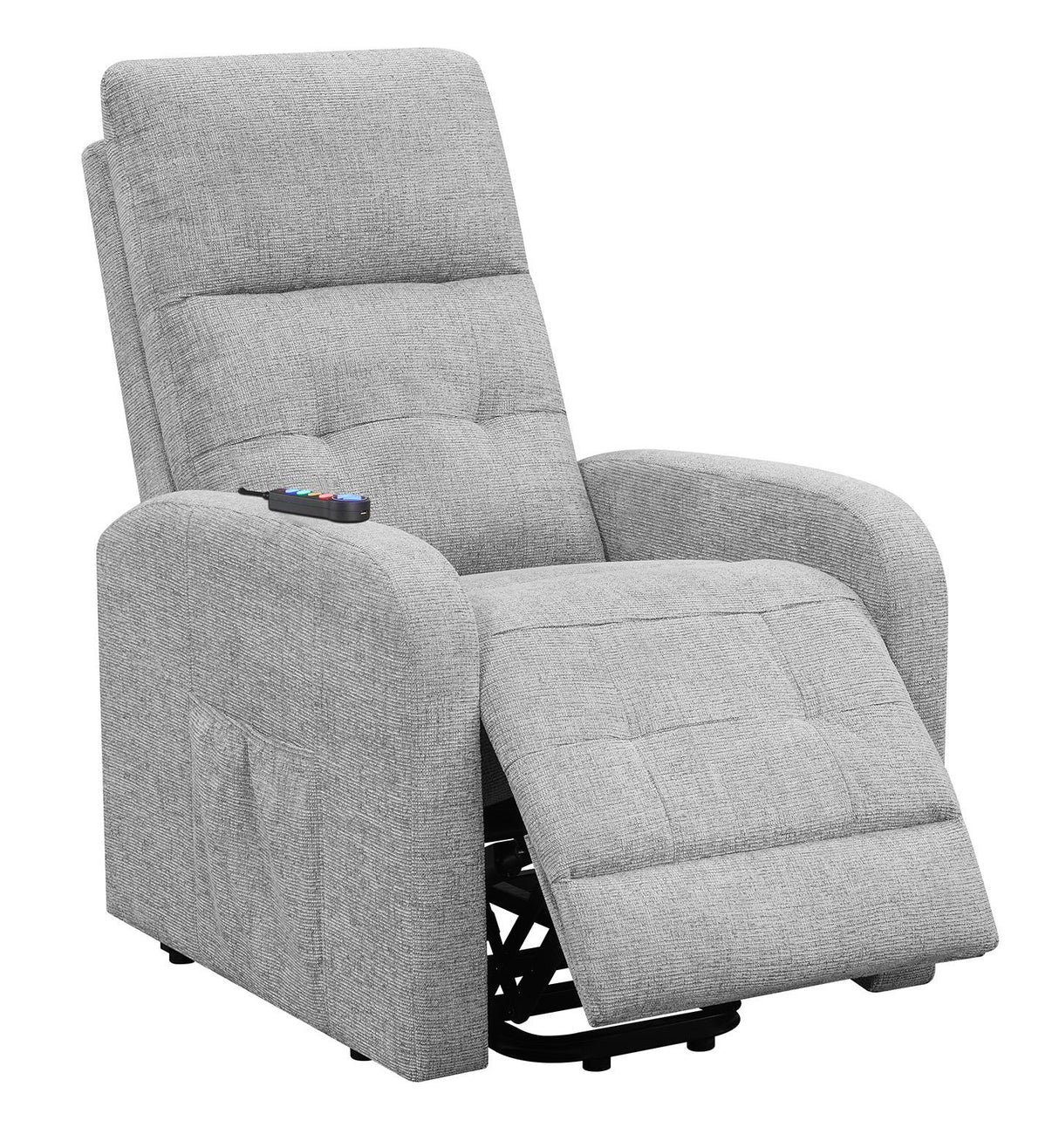 Howie Tufted Upholstered Power Lift Recliner Gray