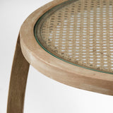 Hubbard I 22L x 22W Light Brown Wood Round Top W/Glass Accent Table by Mercana at Eve Furniture