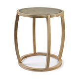 Hubbard I 22L x 22W Light Brown Wood Round Top W/Glass Accent Table by Mercana at Eve Furniture
