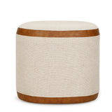 Huche Cotton Jute and Vegan Leather Oval Contract-Grade Pouf by TOV Furniture at Eve Furniture