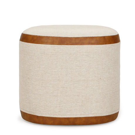 Huche Cotton Jute and Vegan Leather Oval Contract-Grade Pouf by TOV Furniture at Eve Furniture