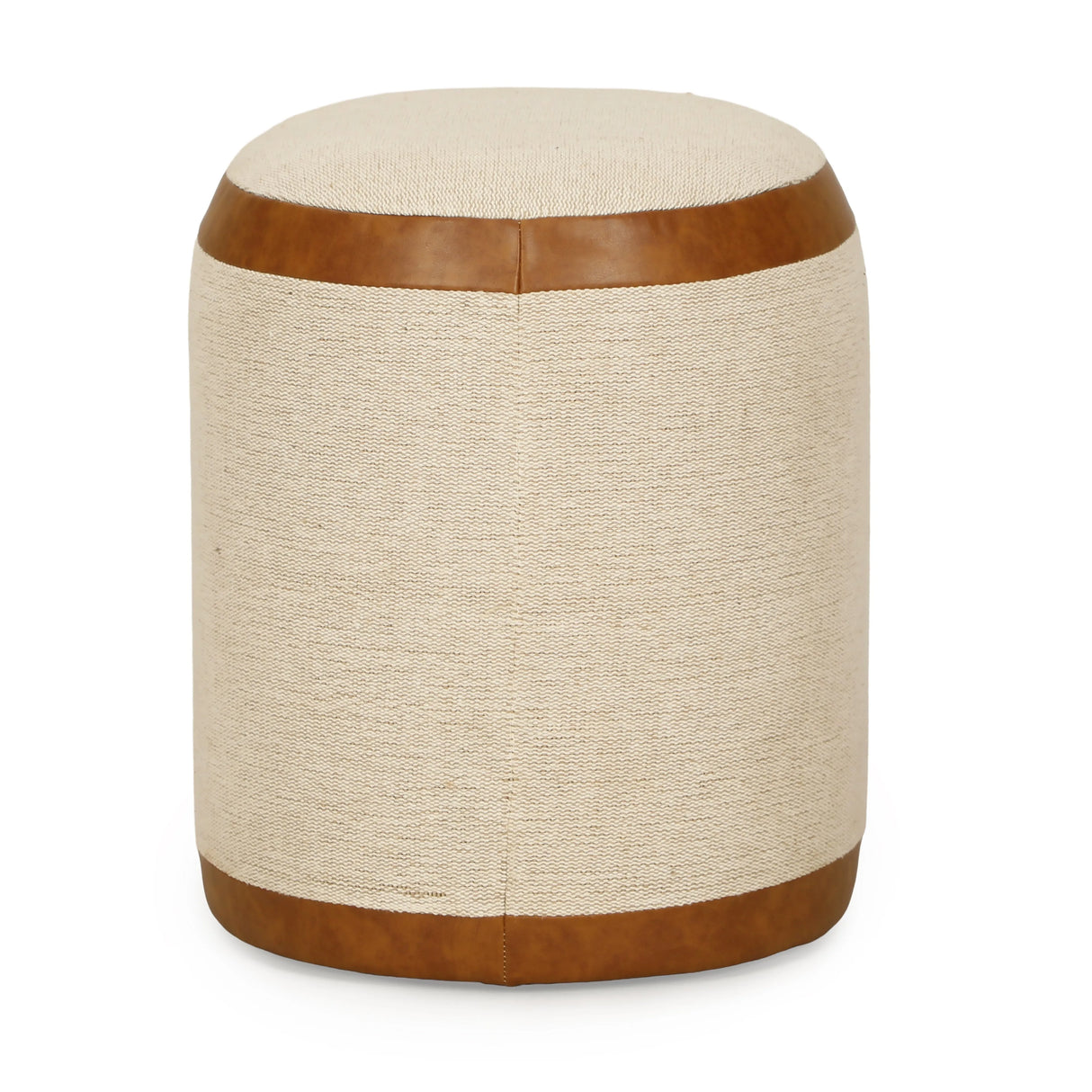 Huche Cotton Jute and Vegan Leather Oval Contract-Grade Pouf by TOV Furniture at Eve Furniture