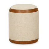 Huche Cotton Jute and Vegan Leather Oval Contract-Grade Pouf by TOV Furniture at Eve Furniture