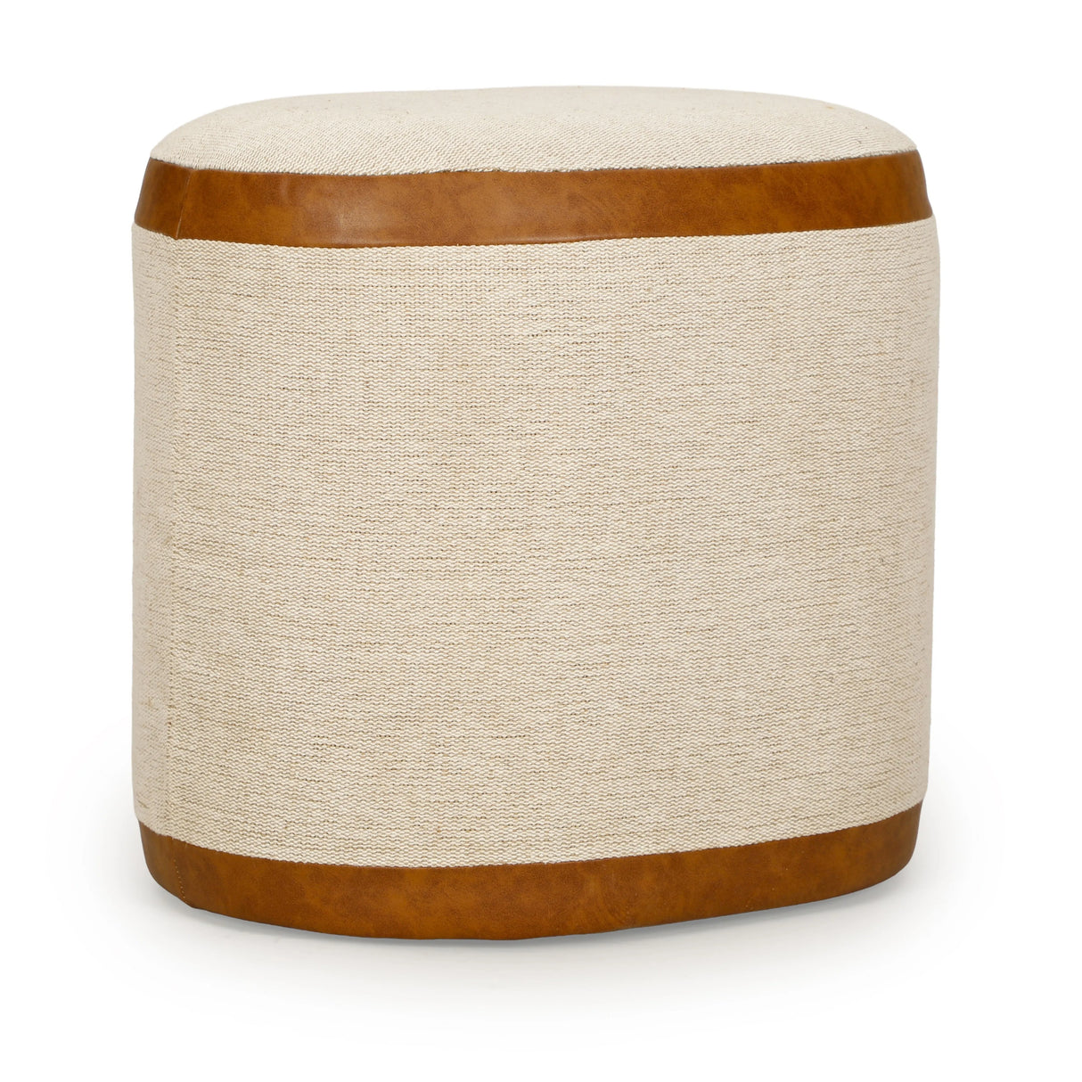 Huche Cotton Jute and Vegan Leather Oval Contract-Grade Pouf by TOV Furniture at Eve Furniture