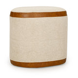 Huche Cotton Jute and Vegan Leather Oval Contract-Grade Pouf by TOV Furniture at Eve Furniture
