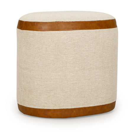 Huche Cotton Jute and Vegan Leather Oval Contract-Grade Pouf by TOV Furniture at Eve Furniture