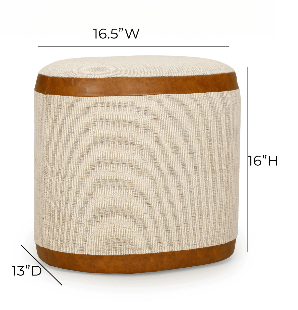 Huche Cotton Jute and Vegan Leather Oval Contract-Grade Pouf by TOV Furniture at Eve Furniture