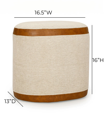 Huche Cotton Jute and Vegan Leather Oval Contract-Grade Pouf by TOV Furniture at Eve Furniture