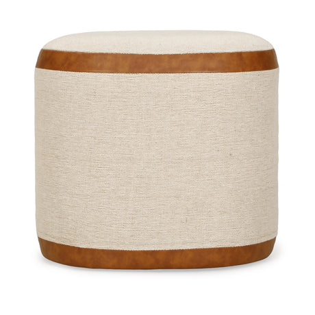 Huche Cotton Jute and Vegan Leather Oval Contract-Grade Pouf by TOV Furniture at Eve Furniture