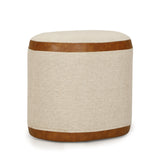 Huche Cotton Jute and Vegan Leather Oval Contract-Grade Pouf by TOV Furniture at Eve Furniture