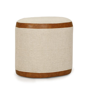 Huche Cotton Jute and Vegan Leather Oval Contract-Grade Pouf by TOV Furniture at Eve Furniture