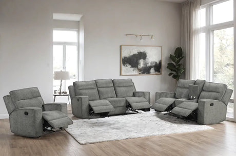 Hudson Charcoal 3-Piece Reclining Set by Happy Homes at Eve Furniture