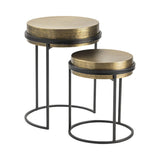 Hudson Gold/Black Textured Brass Nesting Tables by Crestview at Eve Furniture