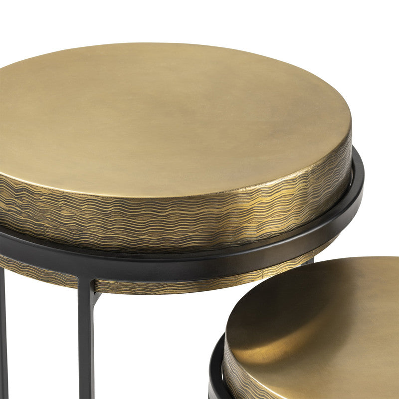 Hudson Gold/Black Textured Brass Nesting Tables by Crestview at Eve Furniture