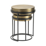 Hudson Gold/Black Textured Brass Nesting Tables by Crestview at Eve Furniture
