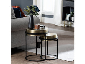 Hudson Gold/Black Textured Brass Nesting Tables by Crestview at Eve Furniture